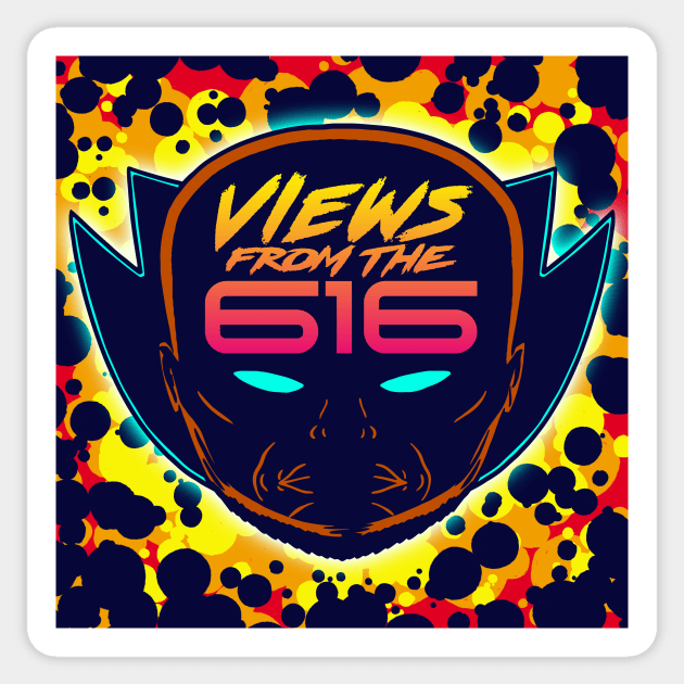 Front & Back The Orange & Blue Views From The 616 Logo Sticker by ForAllNerds